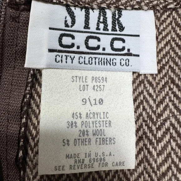 Vintage STAR C.C.C. Skirt Juniors 9/10 Brown Herringbone Tweed Mini Wool USA NOS - Picture 8 of 8